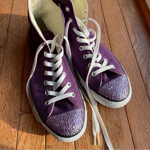 Custom Purple Rhinestone Converse - Picture 2 of 8